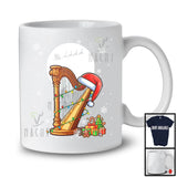 Harp Santa; Amusing Christmas Lights Snowing Santa Harp Player; Musical Instruments T-Shirt