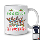 Have Yourself A Christmas, Cheerful X-mas Lights Dabbing Reindeer Snowing Around, Family Group T-Shirt