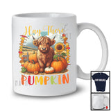 Hay There Pumpkin; Lovely Thanksgiving Highland Cow Sunflowers; Autumn Fall Pumpkin T-Shirt