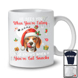 He Sees You When You're Eating; Humorous Christmas Santa Beagle; X-mas Moon Snow T-Shirt