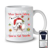 He Sees You When You're Eating; Humorous Christmas Santa Poodle; X-mas Moon Snow T-Shirt