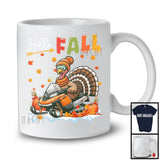 Hello Fall; Adorable Thanksgiving Turkey Driving Snowmobile Driver; Autumn Fall Leaves T-Shirt