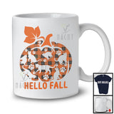 Hello Fall; Amazing Thanksgiving Halloween Cat Pumpkin Shape Plaid; Cat Owner Animal T-Shirt