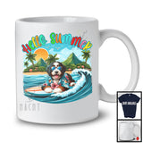 Hello Summer, Lovely Summer Vacation Bernedoodle Surfing Lover, Surfer Puppy Owner Group T-Shirt