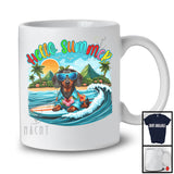 Hello Summer, Lovely Summer Vacation Dachshund Surfing Lover, Surfer Puppy Owner Group T-Shirt