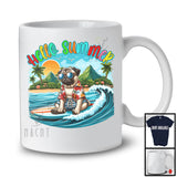 Hello Summer, Lovely Summer Vacation Pug Surfing Lover, Surfer Puppy Owner Group T-Shirt