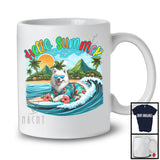 Hello Summer, Lovely Summer Vacation Samoyed Surfing Lover, Surfer Puppy Owner Group T-Shirt