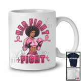 Her Fight Is Our Fight; Proud Breast Cancer Awareness Ribbon Warrior; Black Afro African Women Family T-Shirt