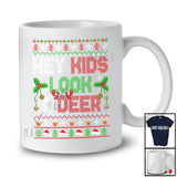 Hey Kids Look A Deer; Awesome Christmas Sweater Deer Hunting Lover; Snowing Family Group T-Shirt