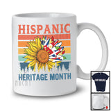 Hispanic Heritage Month, Proud Vintage Retro American Countries Flag, Sunflower Patriotic T-Shirt