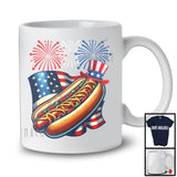 Hot Dog With American Flag Fireworks, Humorous 4th Of July Patriotic Group, Food Lover T-Shirt