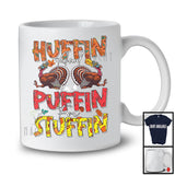 Huffin And Puffin For Stuffin, Joyful Thanksgiving Running Turkeys Pilgrim, Fall Leaves Family T-Shirt