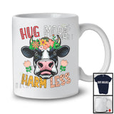 Hug More Harm Less; Humorous Cow Farmer Flowers; Farm Animal Lover Family Group T-Shirt