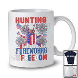 Hunting Fireworks And Freedom, Proud 4th Of July American Flag Hunting Lover, Patriotic T-Shirt