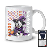 Husky Witch On American Flag, Adorable Halloween Pumpkin Paws, Patriotic Group T-Shirt