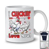 I Cluckin' Love You; Humorous Valentine's Day Hearts Chicken Farming Farmer; Farm Couple T-Shirt