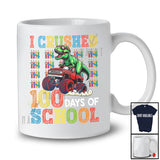 I Crushed 100 Days Of School; Wonderful T-Rex Sunglasses on Monster Truck; Students Teacher T-Shirt