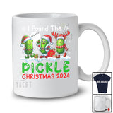 I Found The Pickle Christmas 2024; Sarcastic Three Santa Reindeer ELF Pickles; X-mas Snowing T-Shirt