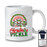 I Found The Pickle Christmas; Adorable X-mas Plaid Three Pickles Santa; Couple Rainbow T-Shirt