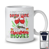 I Just Want To Drink Wine And Watch Christmas Movies; Joyful Plaid Drinking; Pajama Drunker T-Shirt