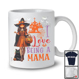I Love Being A Mama, Horror Halloween Family Witch With Pumpkin Face, Candy Cat Lover T-Shirt