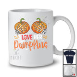 I Love Her Pumpkins; Sarcastic Halloween Costume Skeleton Hands Pumpkins; Couple Lover T-Shirt