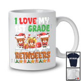 I Love My 1st Grade Reindeers, Lovely Christmas Three Reindeers Snowing, Teaching Teacher Group T-Shirt