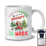 I May Be A Little Naughty But Still Nice; Humorous Christmas Beagle Santa; X-mas Moon T-Shirt