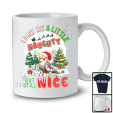 I May Be A Little Naughty But Still Nice; Humorous Christmas Cockatiel Santa; X-mas Moon T-Shirt