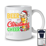 I Run On Beer And Christmas Cheer; Humorous X-mas Lights Santa Beer; Drinking Drunker T-Shirt