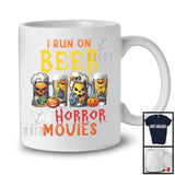 I Run On Beer And Horror Movies; Creepy Halloween Costume Drinking; Family Group T-Shirt