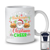 I Run On Hamburger And Christmas Cheer; Awesome X-mas Snowing Santa Hamburger; Family T-Shirt