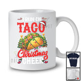 I Run On Taco And Christmas Cheer; Humorous X-mas Lights Santa Taco; Food Lover T-Shirt