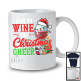 I Run On Wine And Christmas Cheer; Humorous X-mas Lights Santa Wine; Drinking Drunker T-Shirt