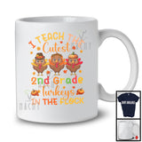 I Teach The Cutest 2nd Grade Turkeys Flock; Awesome Thanksgiving Three Tiny Turkeys; Teacher T-Shirt