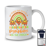 I Teach The Cutest Kindergarten Pumpkins; Lovely Thanksgiving Fall Rainbow Three Pumpkin; Teacher T-Shirt