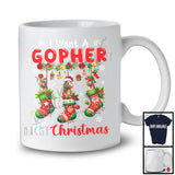 I Want A Gopher For Christmas; Awesome X-mas Three Santa Santa Gopher; Wild Animal T-Shirt