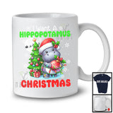 I Want A Hippopotamus For Christmas; Lovely X-mas Lights Tree Santa Hippo; Snowing Around T-Shirt