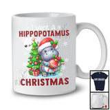 I Want A Hippopotamus For Christmas; Lovely X-mas Lights Tree Santa Hippo; Snowing Plaid T-Shirt