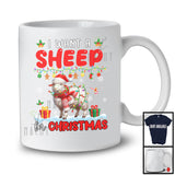 I Want A Sheep For Christmas; Adorable X-mas Lights Santa Sheep Farmer; Family Group T-Shirt