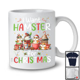 I Want Hamsters; Wonderful Christmas Santa Hamster With Hot Coffee; Animal Lover X-mas Group T-Shirt