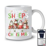 I Want Sheeps; Wonderful Christmas Santa Sheep With Hot Coffee; Animal Lover X-mas Group T-Shirt