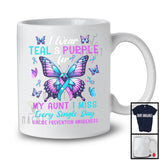 I Wear Teal And Purple For My Aunt, Lovely Suicide Prevention Awareness Ribbon, Butterfly T-Shirt