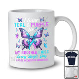 I Wear Teal And Purple For My Brother, Lovely Suicide Prevention Awareness Ribbon, Butterfly T-Shirt