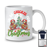 I'll Be Chicken For Christmas, Joyful Christmas Santa Chicken Lover, X-mas Tree Lights Snow T-Shirt