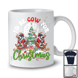 I'll Be Cow For Christmas, Joyful Christmas Santa Cow Farmer Lover, X-mas Tree Lights Snow T-Shirt