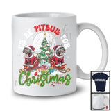 I'll Be Pit Bull For Christmas, Joyful Christmas Santa Pit Bull Lover, X-mas Tree Lights Snow T-Shirt