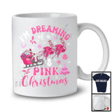 I'm Dreaming Of A Pink Christmas; Adorable X-mas Santa Sleigh Flamingos Reindeer; Family T-Shirt