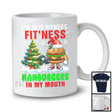 I'm Into Fitness Fit'ness Hamburgers In My Mouth, Humorous Christmas Santa Food Workout Lover T-Shirt