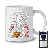 I'm Just Here For The Boos; Awesome Halloween Boo Ghost Drinking Wine; Drunker Team T-Shirt